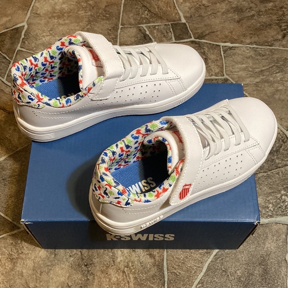 New in Box K-Swiss LITTLE KIDS COURT CASPER VLC WHITE/DINO Sz 12 - Picture 4 of 12